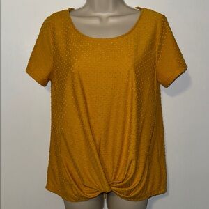 Rose & Olive Twist Front Top Short Sleeve Women’s Medium M Gold